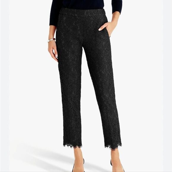 J. Crew Easy Pant in Black Lace Size 00 - Picture 1 of 6